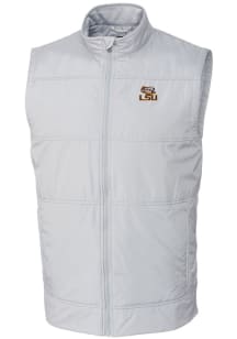Cutter and Buck LSU Tigers Mens White Stealth Hybrid Quilted Windbreaker Vest Big and Tall Vest