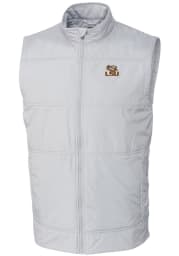 Cutter and Buck LSU Tigers Mens White Stealth Hybrid Quilted Windbreaker Vest Big and Tall Light Weight Jacket