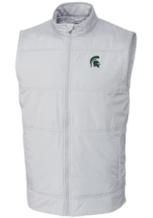 White Michigan State Spartans Cutter and Buck Big and Tall Stealth Hybrid Quilted Windbreaker Vest..