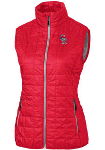 Cutter and Buck Colorado Rockies Womens Red Rainier PrimaLoft Puffer Vest