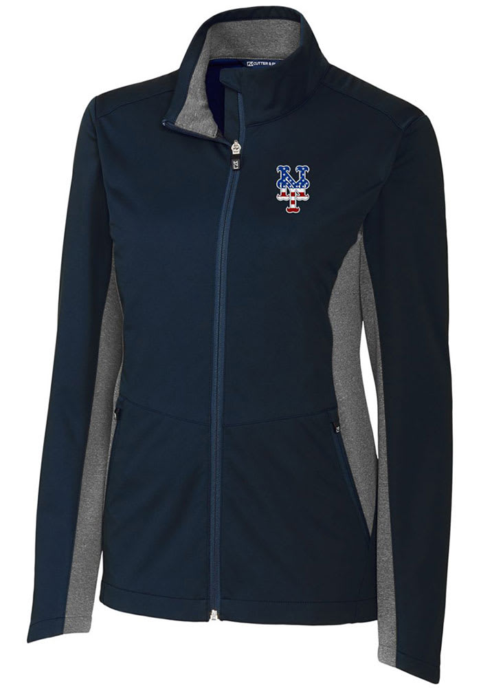 Cutter and Buck New York Mets Womens Navy Blue Navigate Softshell Light Weight Jacket