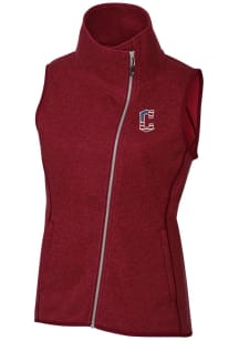 Cutter and Buck Cleveland Guardians Womens Red Americana Mainsail Asymmetrical Vest
