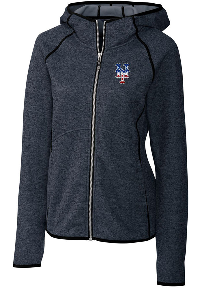 Cutter and Buck New York Mets Womens Navy Blue Mainsail Long Sleeve Full Zip Jacket