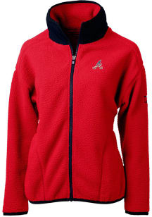 Cutter and Buck Atlanta Braves Womens Red Cascade Eco Sherpa Long Sleeve Full Zip Jacket