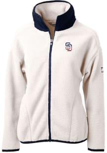 Cutter and Buck San Diego Padres Womens Navy Blue Cascade Eco Sherpa Long Sleeve Full Zip Jacket