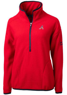 Cutter and Buck Atlanta Braves Womens Red Cascade Eco Sherpa 1/4 Zip Pullover