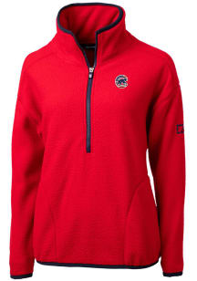 Cutter and Buck Chicago Cubs Womens Red Cascade Eco Sherpa 1/4 Zip Pullover