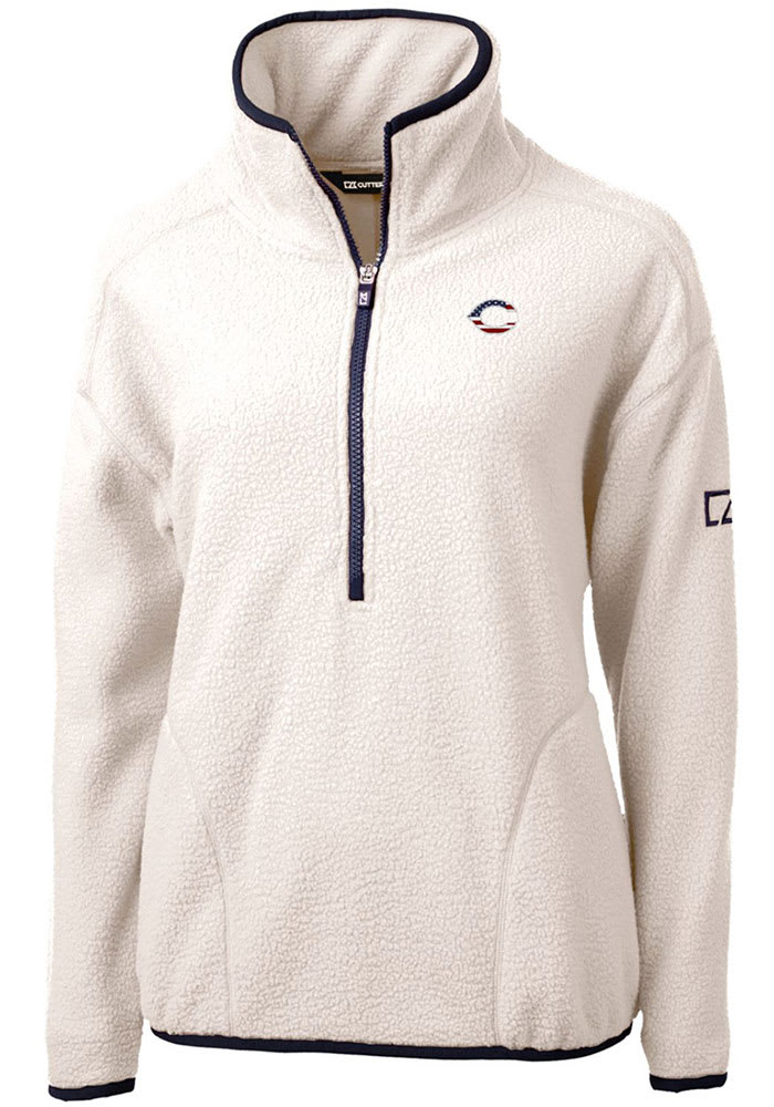 Cutter and Buck Cincinnati Reds Womens Grey Americana Cascade Sherpa Qtr Zip