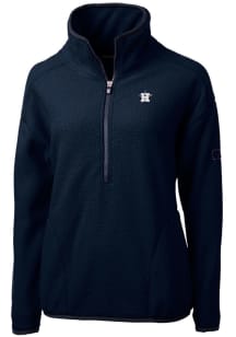 Cutter and Buck Houston Astros Womens Navy Blue Cascade Eco Sherpa 1/4 Zip Pullover