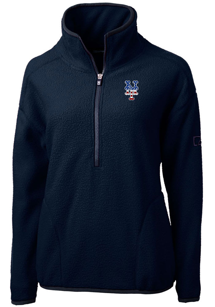 Cutter and Buck New York Mets Womens Navy Blue Cascade Eco Sherpa 1/4 Zip Pullover