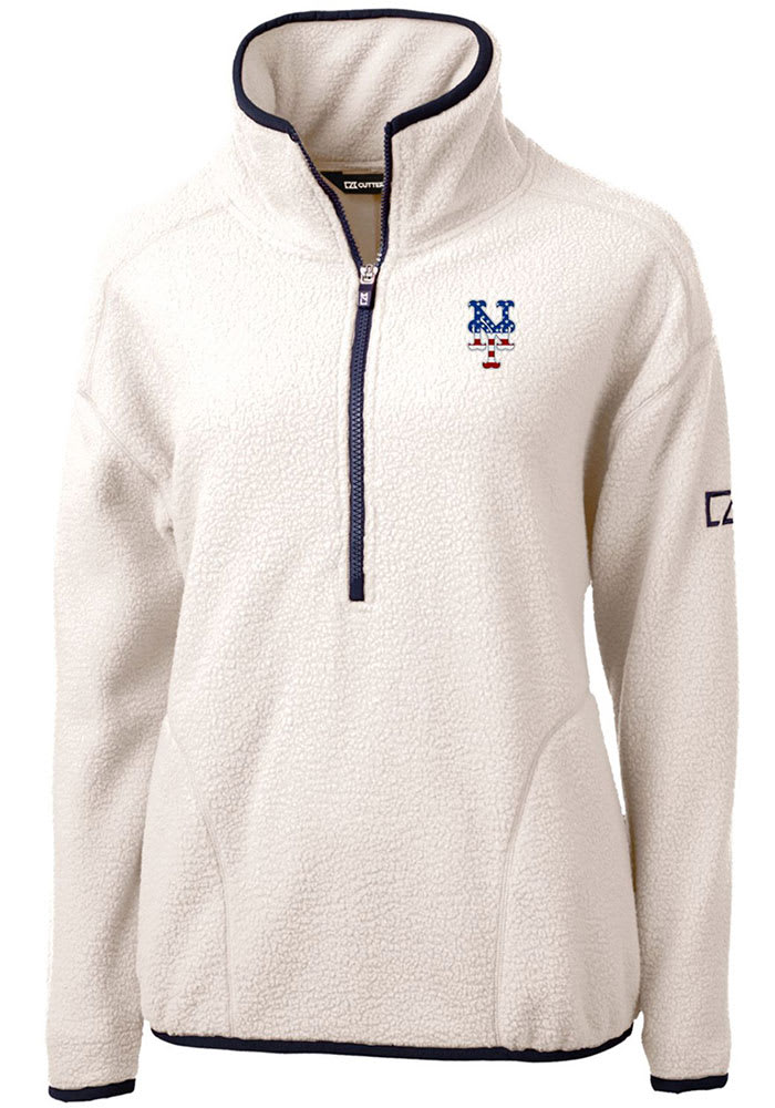 Cutter and Buck New York Mets Womens Navy Blue Cascade Eco Sherpa 1/4 Zip Pullover