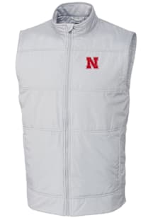 White Nebraska Cornhuskers Cutter and Buck Big and Tall Stealth Hybrid Quilted Windbreaker Vest Me..