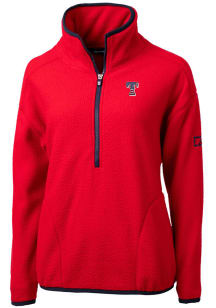 Cutter and Buck Texas Rangers Womens Red Cascade Eco Sherpa 1/4 Zip Pullover