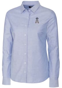 Cutter and Buck Los Angeles Angels Womens Stretch Oxford Long Sleeve Light Blue Dress Shirt