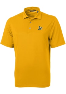 Cutter and Buck Oakland Athletics Mens Gold Virtue Eco Pique Short Sleeve Polo