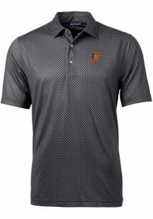 Cutter and Buck Baltimore Orioles Mens Black Pike Banner Print Short Sleeve Polo