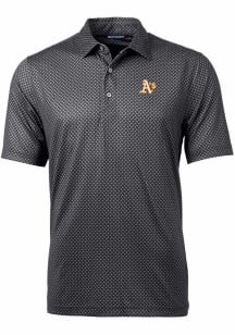 Cutter and Buck Oakland Athletics Mens Black Pike Banner Print Short Sleeve Polo