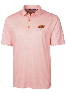Cutter and Buck Oklahoma State Cowboys Mens Orange Pike Double Dot Short Sleeve Polo