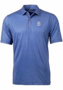 Cutter and Buck Detroit Tigers Mens Navy Blue Pike Banner Print Short Sleeve Polo
