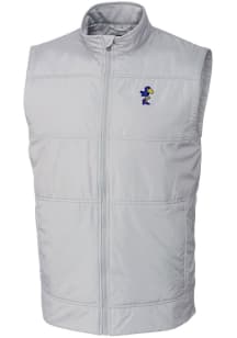 Cutter and Buck Kansas Jayhawks Mens Grey Stealth Hybrid Quilted Vest Big and Tall Vest