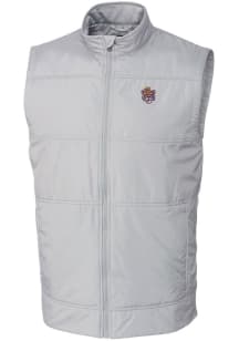 Cutter and Buck LSU Tigers Mens Grey Stealth Hybrid Quilted Vest Big and Tall Vest