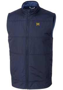 Cutter and Buck Michigan Wolverines Big and Tall Navy Blue Stealth Hybrid Quilted Vest Mens Vest