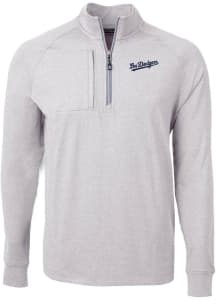 Cutter and Buck Los Angeles Dodgers Mens Grey City Connect Adapt Eco Knit Big and Tall 1/4 Zip P..