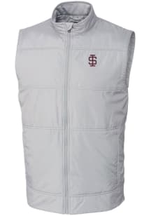 Cutter and Buck Southern Illinois Salukis Mens Grey Stealth Hybrid Quilted Vest Big and Tall Ves..