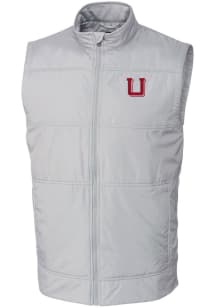 Cutter and Buck Utah Utes Mens Grey Stealth Hybrid Quilted Vest Big and Tall Vest