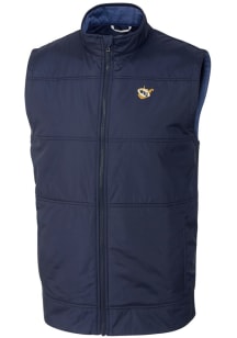 Cutter and Buck West Virginia Mountaineers Mens Navy Blue Stealth Hybrid Quilted Vest Big and Ta..