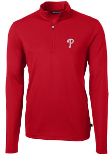 Cutter and Buck Philadelphia Phillies Mens Red Virtue Long Sleeve 1/4 Zip Pullover