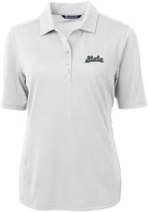 Cutter and Buck Michigan State Spartans Womens White Virtue Short Sleeve Polo Shirt