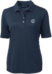 Cutter and Buck Michigan Wolverines Womens Navy Blue Virtue Short Sleeve Polo Shirt