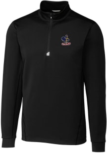 Cutter and Buck Delaware Fightin' Blue Hens Mens Black Traverse Stretch Big and Tall 1/4 Zip Pul..