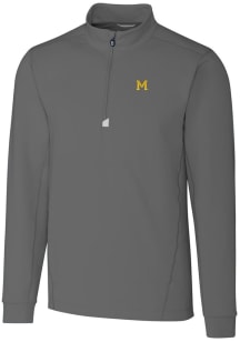Mens Michigan Wolverines Grey Cutter and Buck Vault Traverse Qtr Zip