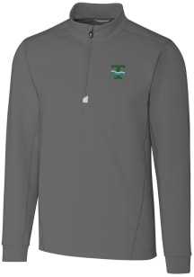Cutter and Buck Tulane Green Wave Mens Grey Traverse Stretch Big and Tall 1/4 Zip Pullover
