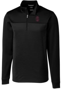 Cutter and Buck Southern Illinois Salukis Mens Black Traverse Stripe Big and Tall 1/4 Zip Pullov..