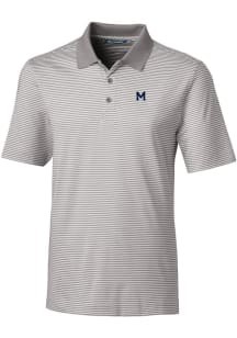 Cutter and Buck Michigan Wolverines Mens Grey Forge Tonal Stripe Big and Tall Polos Shirt