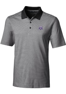Cutter and Buck Northwestern Wildcats Mens Black Forge Tonal Stripe Big and Tall Polos Shirt