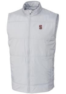 Cutter and Buck Stanford Cardinal Mens White Stealth Hybrid Quilted Windbreaker Vest Big and Tal..