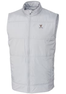 Cutter and Buck Virginia Cavaliers Mens White Stealth Hybrid Quilted Windbreaker Vest Big and Ta..