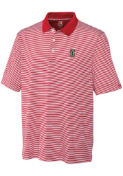 Cutter and Buck Stanford Cardinal Mens White Trevor Stripe Short Sleeve Polo