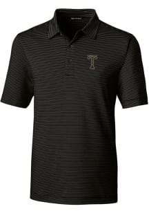 Cutter and Buck GA Tech Yellow Jackets Mens Black Forge Pencil Stripe Big and Tall Polos Shirt
