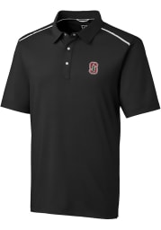 Cutter and Buck Stanford Cardinal Mens Black Fusion Short Sleeve Polo