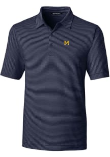 Cutter and Buck Michigan Wolverines Mens Navy Blue Forge Pencil Stripe Big and Tall Polos Shirt
