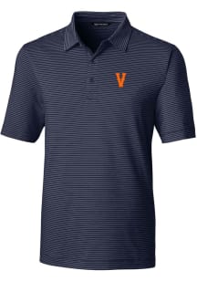 Cutter and Buck Virginia Cavaliers Mens Navy Blue Forge Pencil Stripe Big and Tall Polos Shirt
