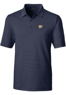 Cutter and Buck West Virginia Mountaineers Mens Navy Blue Forge Pencil Stripe Big and Tall Polos..