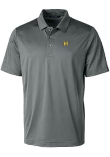 Cutter and Buck Michigan Wolverines Grey Prospect Textured Big and Tall Polo