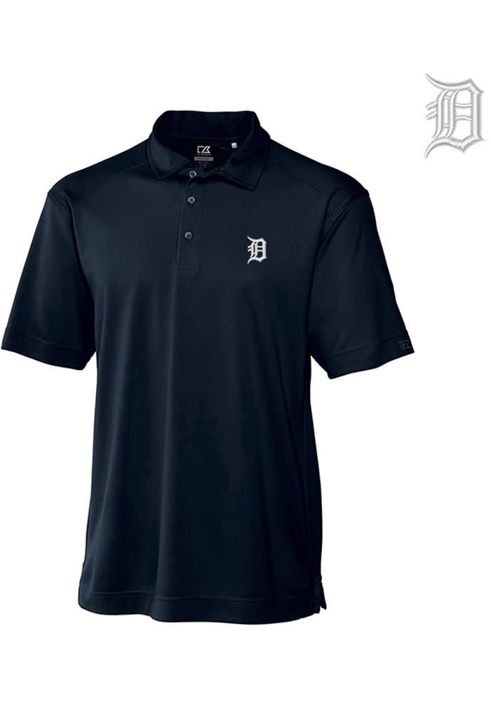 Cutter and Buck Detroit Tigers Mens Navy Blue Genre Short Sleeve Polo