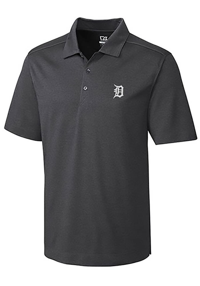 Cutter and Buck Detroit Tigers Mens Charcoal Chelan Short Sleeve Polo
